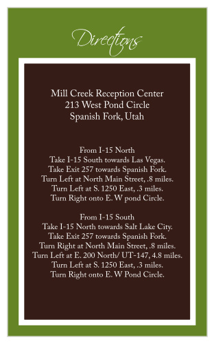 Our Initials Square direction card, like the Initials Square invite, is a classically designed and elegantly crafted enclosure card.