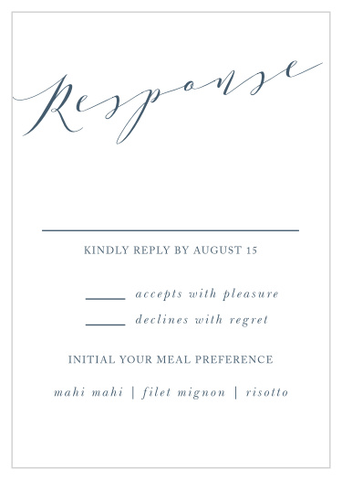 Our Modern Calligraphy Response Cards gather a headcount for everyone that plans to attend your wedding ceremony.