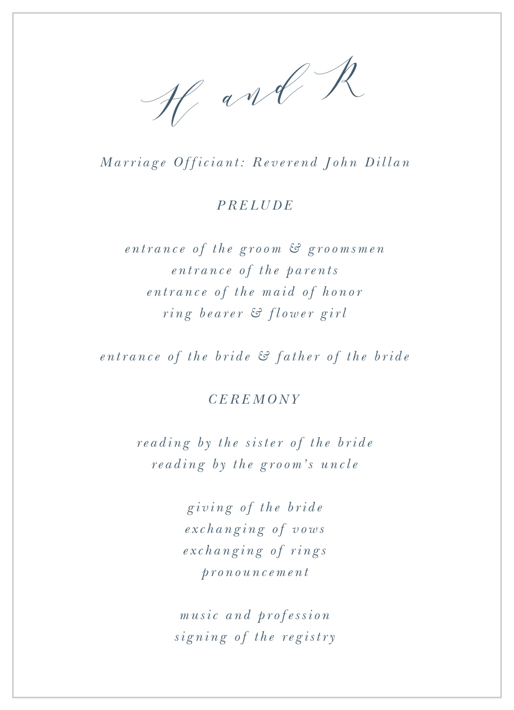 Modern Calligraphy Wedding Programs