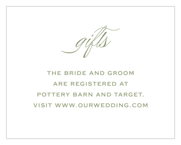 Share your wedding information in simplistic beauty with our Vintage Greenery Registry Cards.