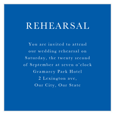 Practice makes perfect! Bring friends and family together the night before with the minimalist look of our Casual Script Rehearsal Cards to make sure your wedding goes off without a hitch!