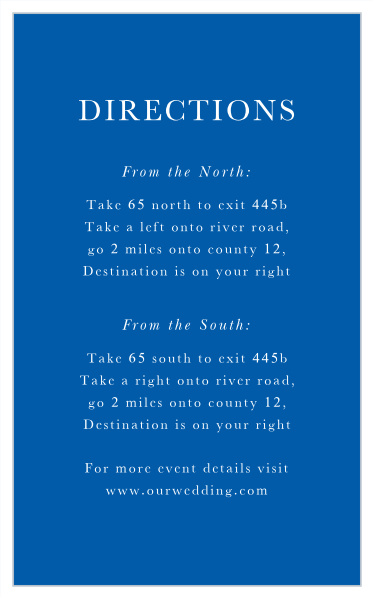 Guide family and friends to your wedding venue easily with the help of our Casual Script Direction Cards. 