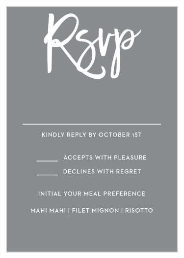 Gather a headcount of everyone that plans to attend your wedding with our Marker Script Response Cards.