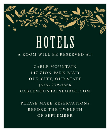 Suggest your favorite local hotels to out-of-town friends and family with our Fall Forest Accommodation Cards.