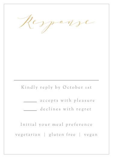Easily put together your official guest list by sending out our Smooth Intrigue Response Cards with your wedding invitations!