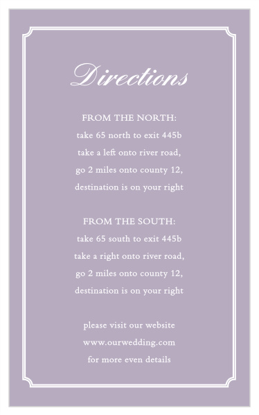Friends and family will have no problem finding your wedding venue with the help of our Framed Wreath Direction Cards.