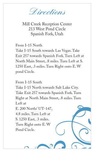 One size fits all directions card.