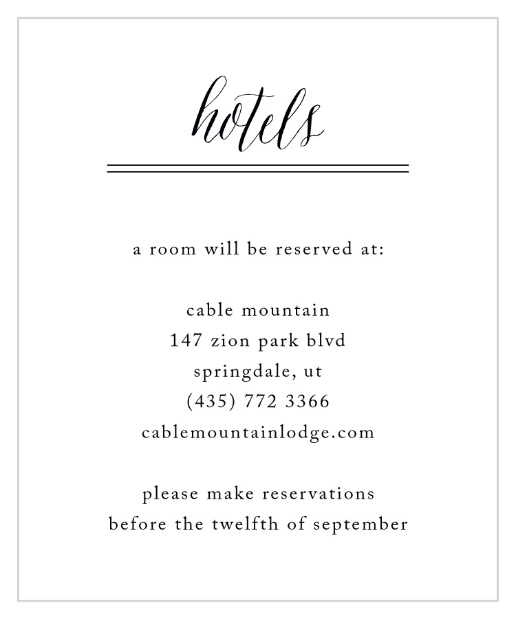 Rustic Heart Accommodation Cards