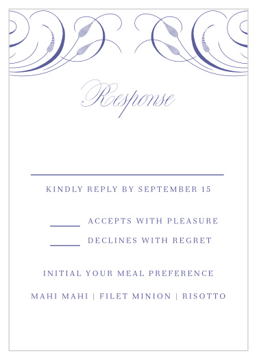 Effortlessly gather your guest list with our lovely Romantic Swirls Response Cards!