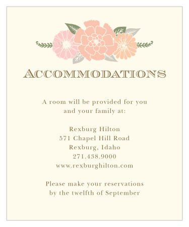 Our rustic Blossoming Antlers Accommodation Cards are perfect for letting your guests know where they will get to stay during your wedding celebrations!