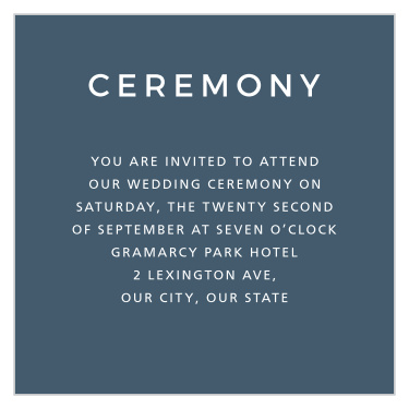 Share your wedding information in minimalist style with our Modern Stack Ceremony Cards.