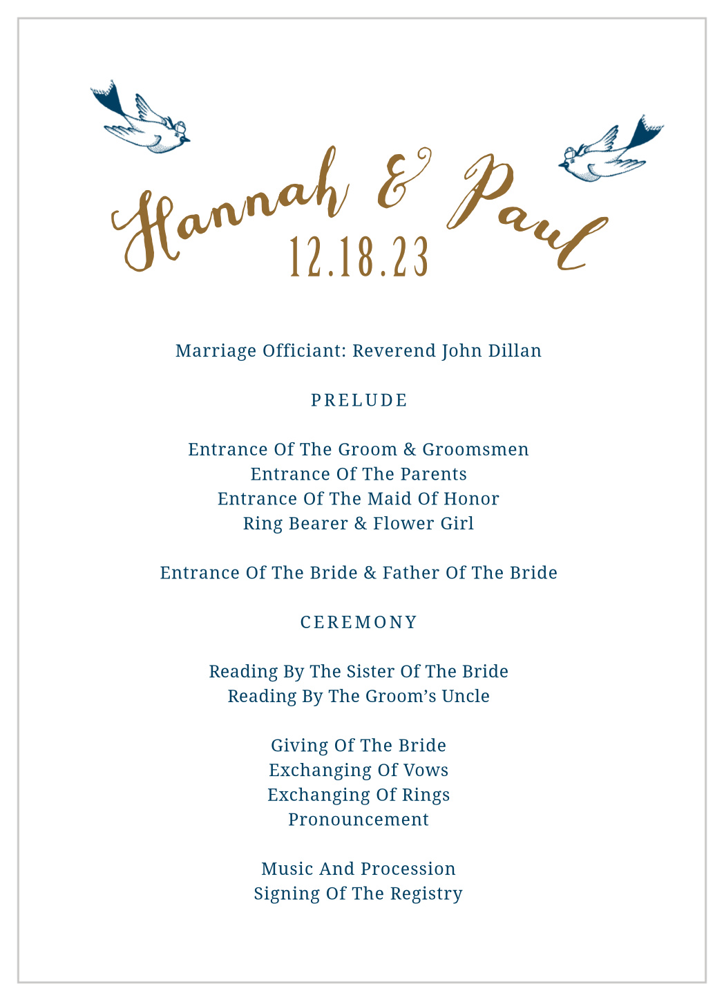 Anchors Away Wedding Programs
