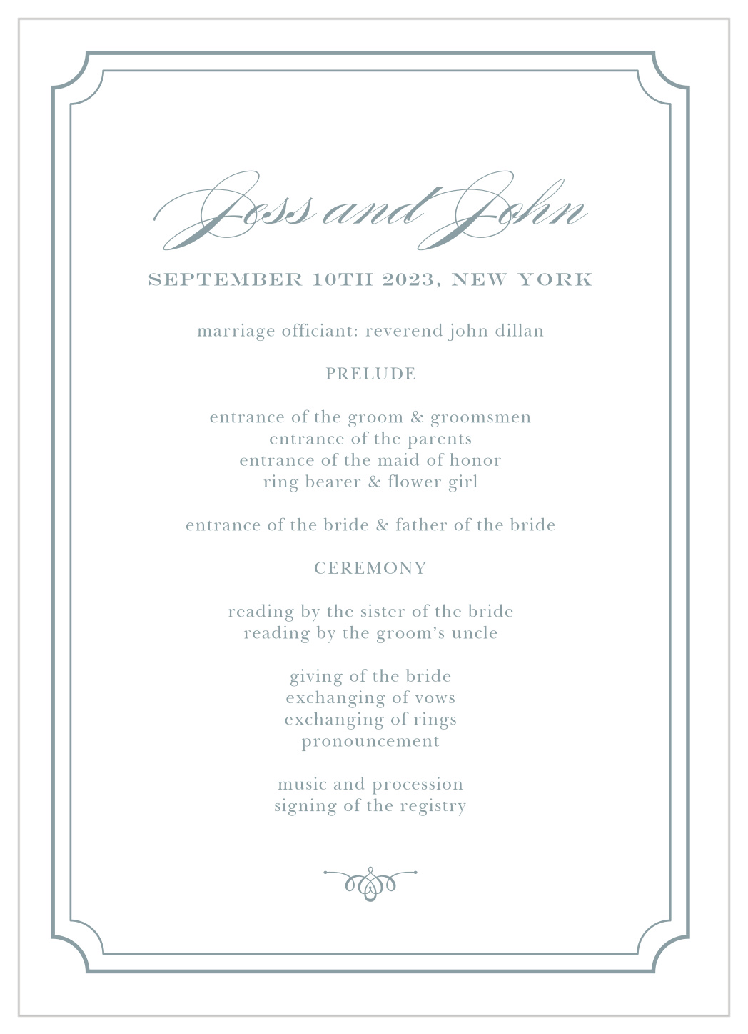 Ornate Calligraphy Wedding Programs