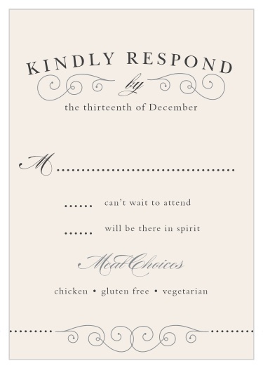 It's simple to put together a final guest list with our Swirl Frame Response Cards!