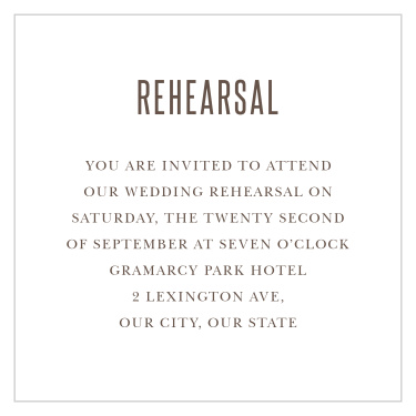 Our Floral Border Rehearsal Cards bring family and friends together the night before to be sure your wedding goes smoothly.