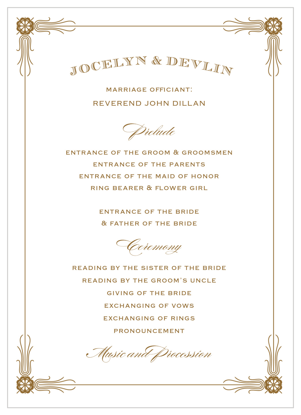 Antique Frame Wedding Programs
