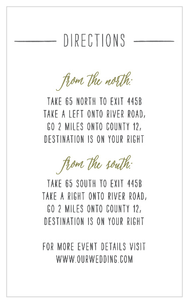 Family and friends will have no issue finding their way to your wedding venue with the help of our Chalkboard Inscription Direction Cards. 