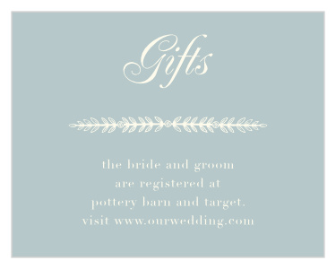 Inform family and friends where you would like to receive your wedding gifts with our Simple Cursive Registry Cards.