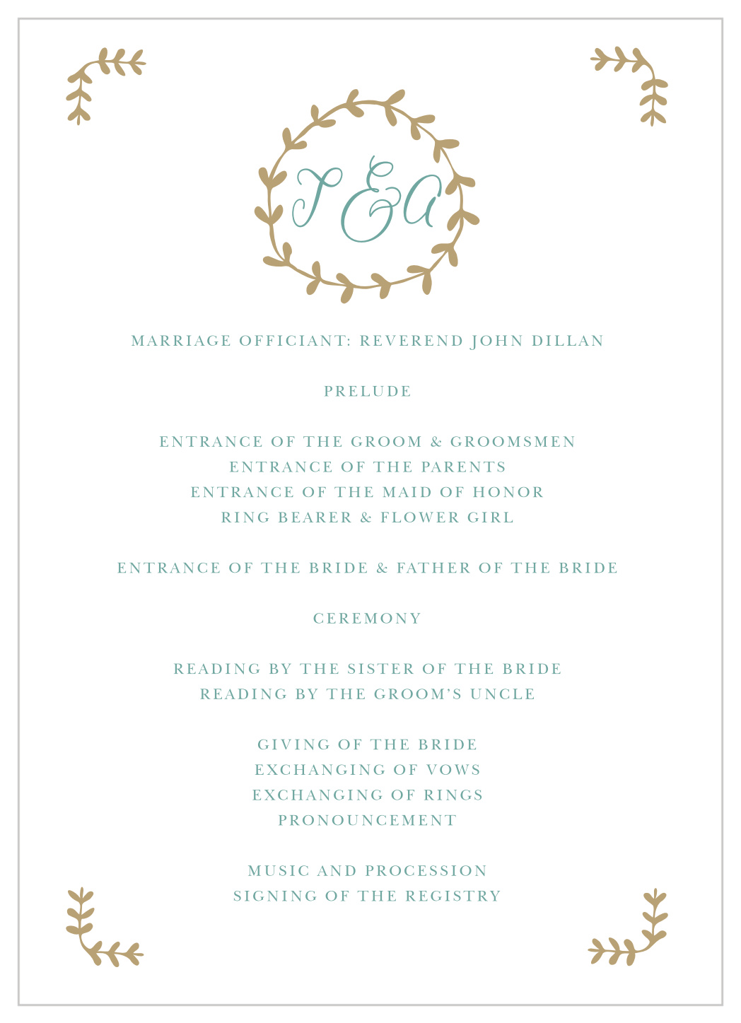 Swell Fronds Wedding Programs