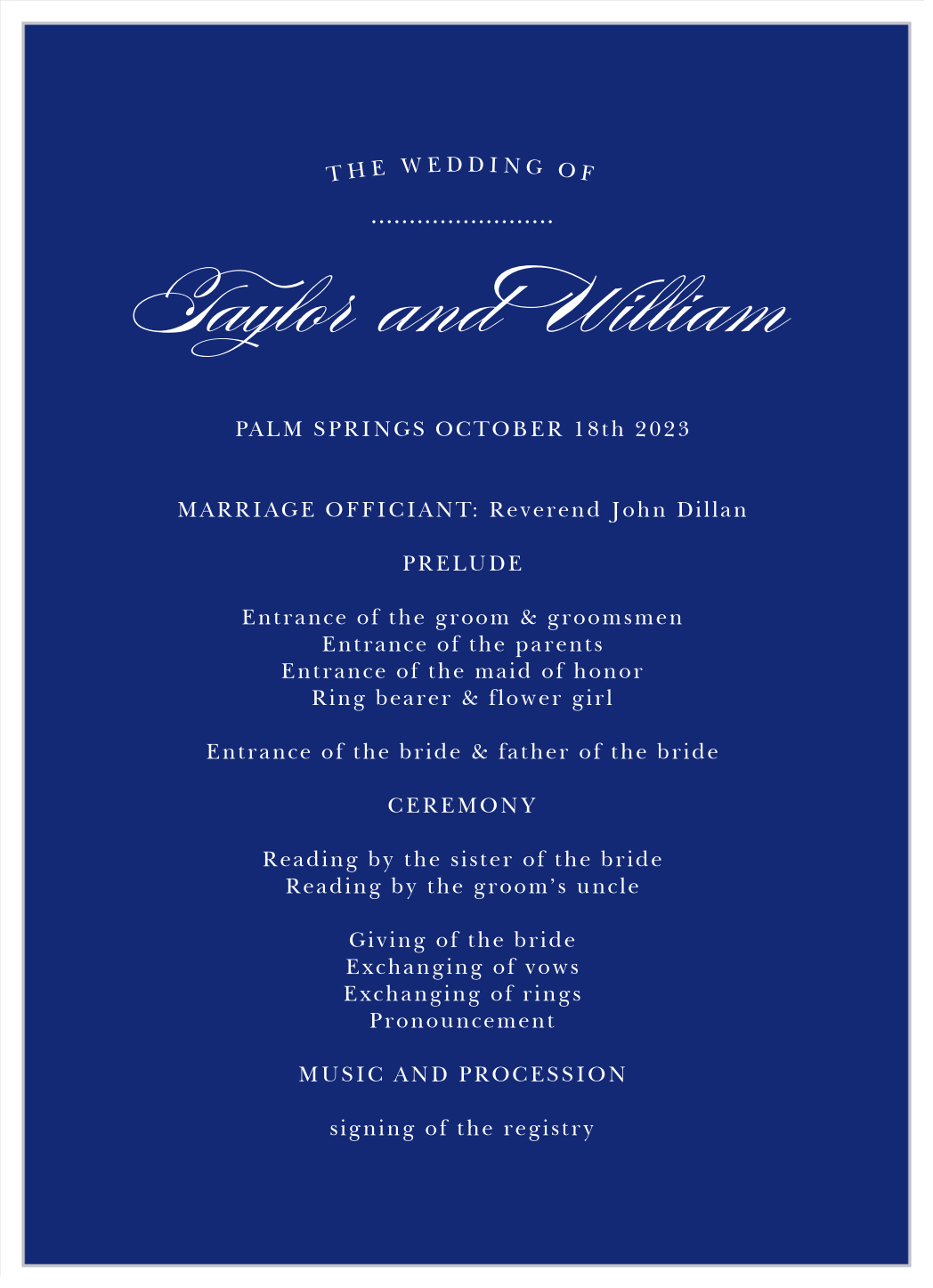 Chic Vintage Wedding Programs