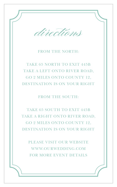 Friends and family will have no issue finding their way to your wedding venue with the help of our Simple Frame Direction Cards.