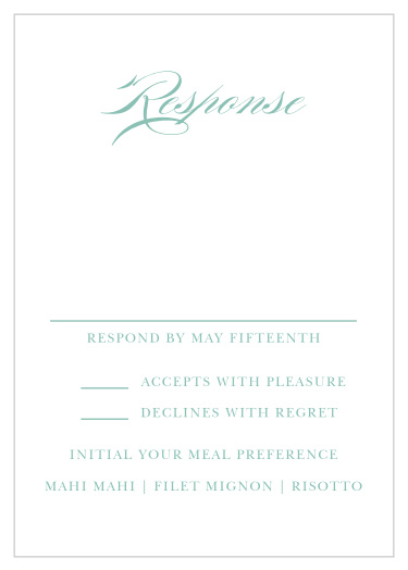 Our Simple Frame Response Cards gather a headcount of everyone that plans to attend your wedding.