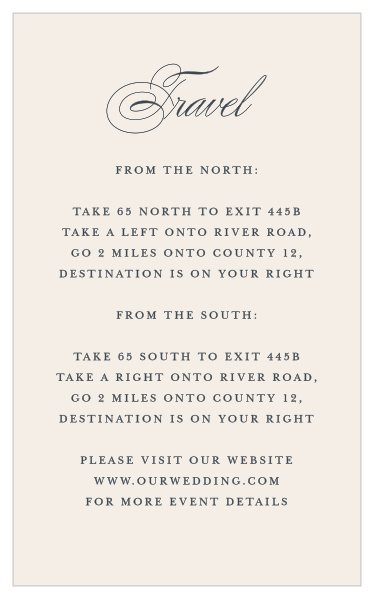 Help your guests navigate their way to your venue, with our Traditionally Formal Direction Cards!
