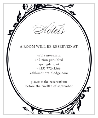 Our antique Elegant Relic Accommodation Cards are absolutely gorgeous for sharing your guests' overnight reservations with them!