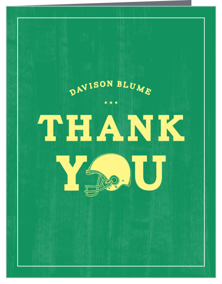 Show family and friends how much you appreciated their support with our Football Helmet First Birthday Thank You Cards.