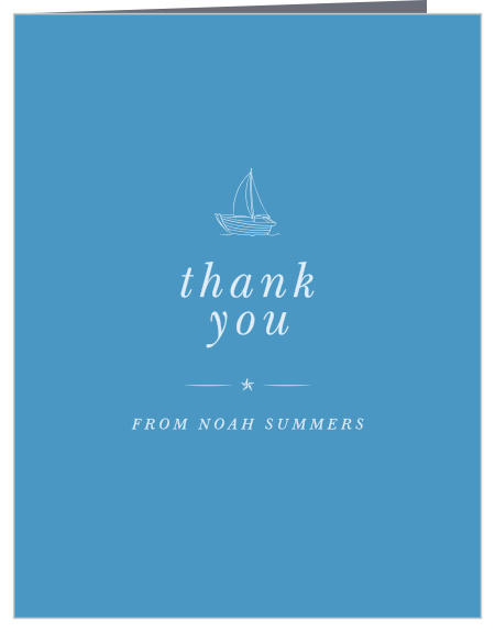 Let family and friends know how much their presence at your little one's celebration meant with our Tiny Boat First Birthday Thank You Cards.