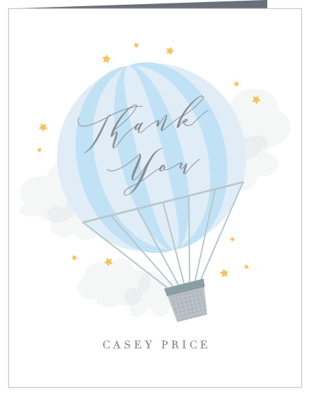 Express gratitude for the presence of family and friends at your child's party with our Starry Balloon First Birthday Thank You Cards.