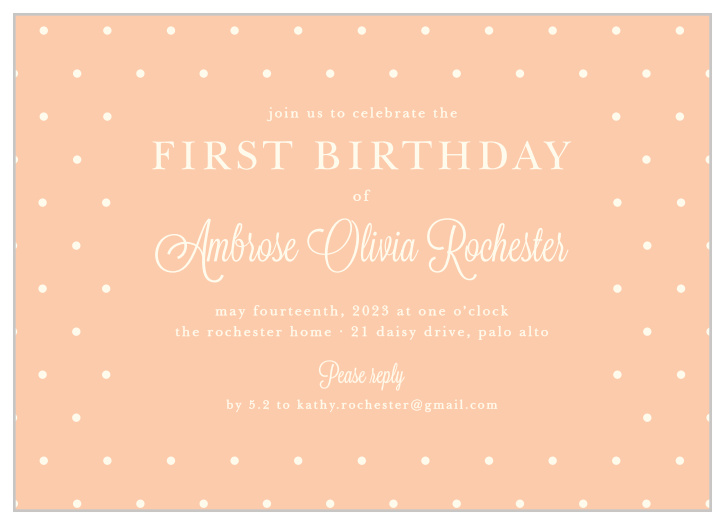 Bring your favorite people together to celebrate your little one's special day with the minimalist look of our Simple Dots First Birthday Invitations.