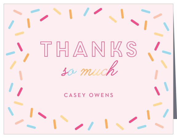 Send your party guests a "thank you" for being so sweet with our Joyful Sprinkles First Birthday Party Thank You Cards!