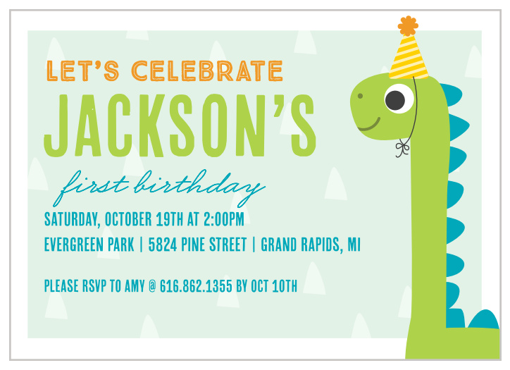 Get your guests ready for a blast with our Dino Party First Birthday Invitations. 