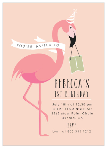 Bring family and friends together to celebrate your little one's upcoming big day with our Flamingo Party First Birthday Invitations.