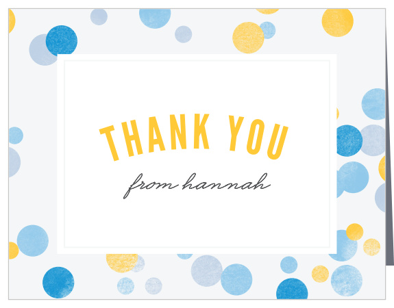 Express appreciation for the support and presence of loved ones at your child's celebration with our Dotty Frame Boy First Birthday Thank You Cards.