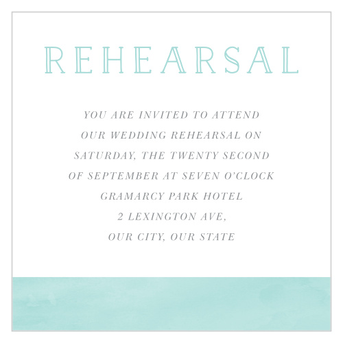 Our Blue Skies Rehearsal Cards gather friends and family together to practice the night before to ensure your wedding goes smoothly!