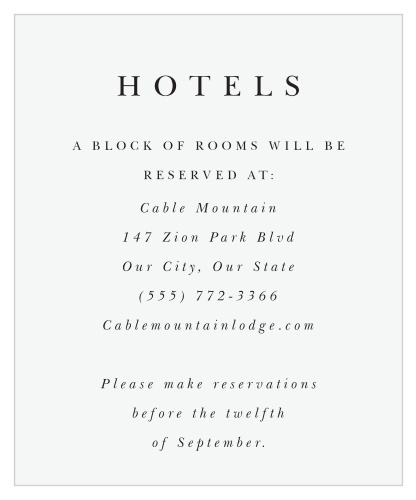 Classic Simplicity Accommodation Cards