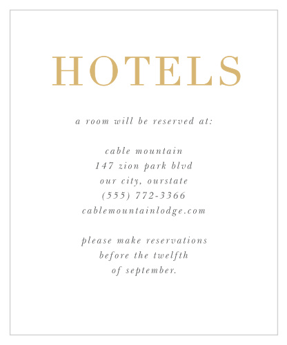 Send our Perfectly Personalized Portrait Accommodation Cards to your out-of-town guests so they know exactly where they will be staying while visiting for your event!