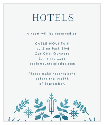 Send our Painted Floral Accommodation Cards to your out-of-town guests so they know exactly where they will be staying while visiting for your event!