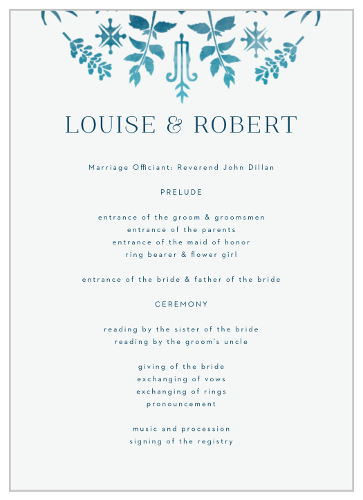Keep your guests in the loop with our elegant Painted Floral Wedding Programs!
