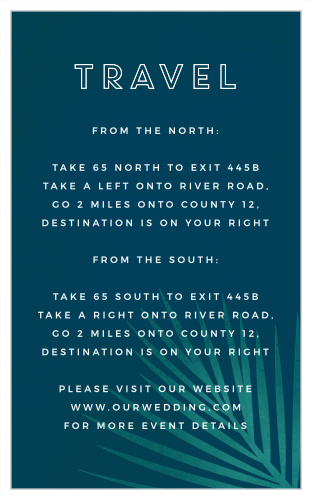 Ensure that your guests will easily and safely arrive at your venue, by giving them our Retro Paradise Direction Cards!