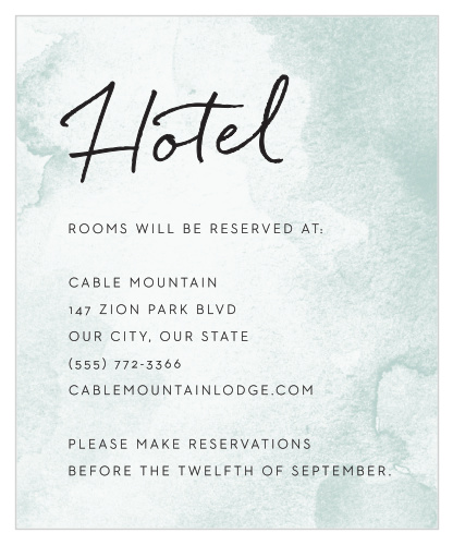 Take advantage of the beauty and convenience of our Watercolor Wash Accommodation Cards to let your out-of-town guests know where they will get to stay!