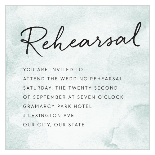 Invite your closest loved ones to your pre-wedding celebrations, with our Watercolor Wash Rehearsal Cards!