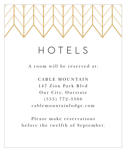Make a lasting impression with our timeless Glamorous Chevron Accommodation Cards.