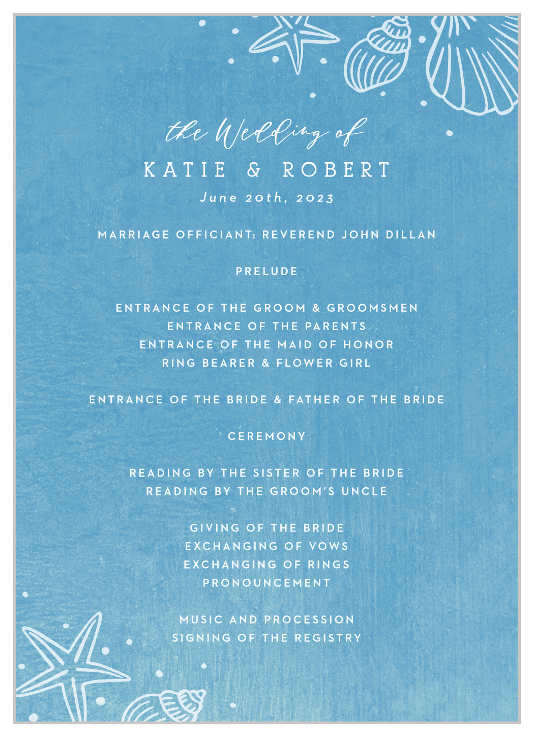 Rocky Beach Stamp Wedding Programs