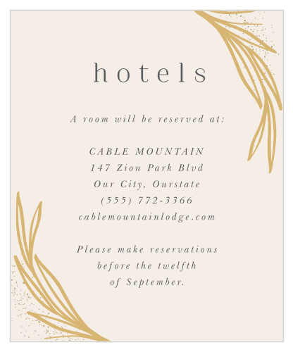 Let your out-of-town guests know where you've arranged for them to stay, by displaying their reservation information on our Simple Wreath Accommodation Cards!