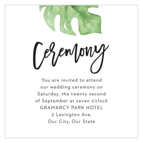 Gather close friends and family to witness your union when you send out our Fun Foliage Ceremony Cards.