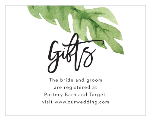 Let family and friends know where you would like your wedding gifts from when you send out our Fun Foliage Registry Cards.