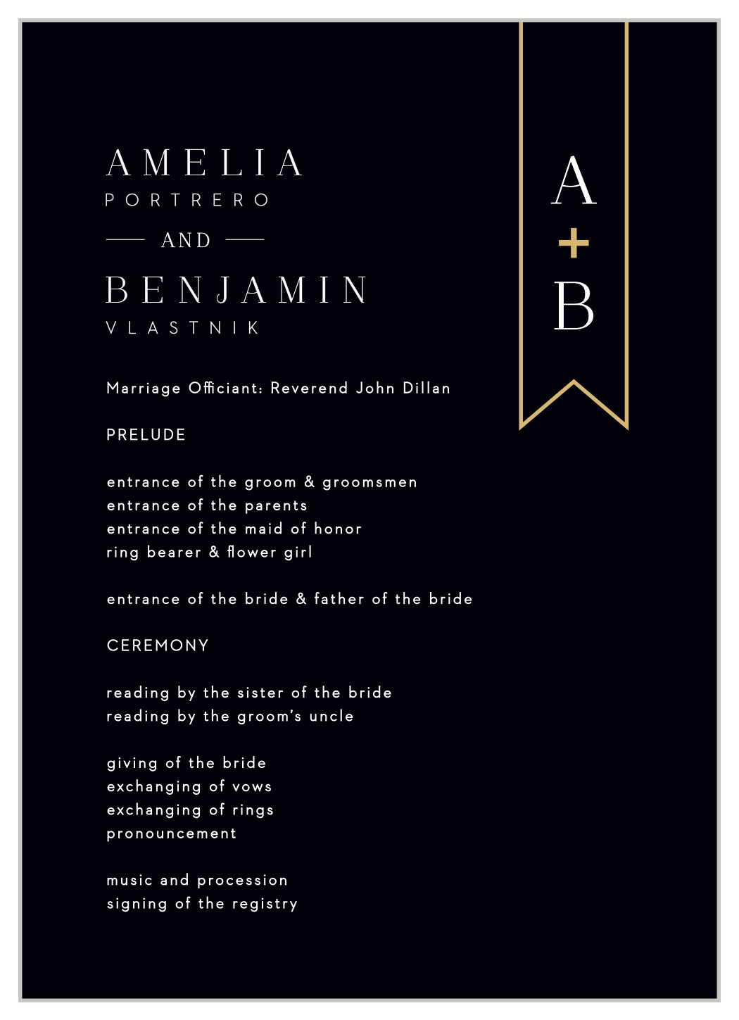 Minimalist Banner Wedding Programs